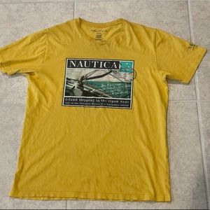 men’s yellow medium nautica tee shirt